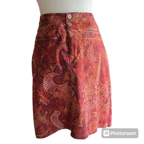 Chico’s Geometric Tribal Print Orange Pencil Skirt Size 1 (M) - Picture 1 of 8